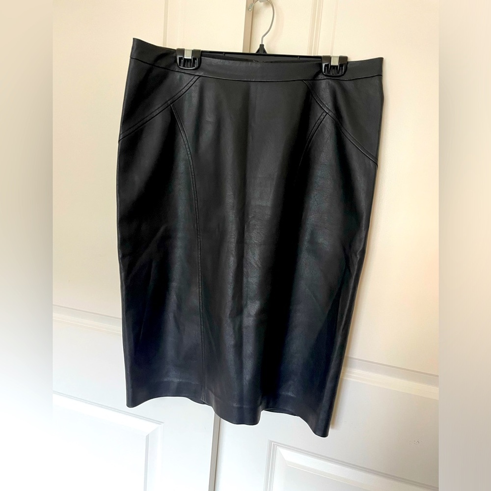 BCBG Black Faux Leather Skirt